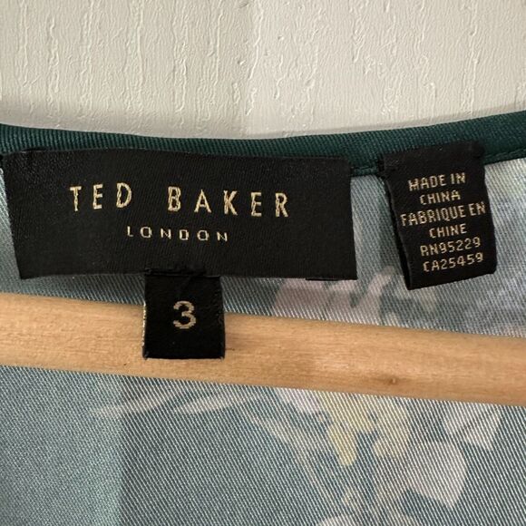 Ted Baker Womens Green Aleexx Floral Wrap Top Blouse Size 8 Medium - Picture 4 of 8